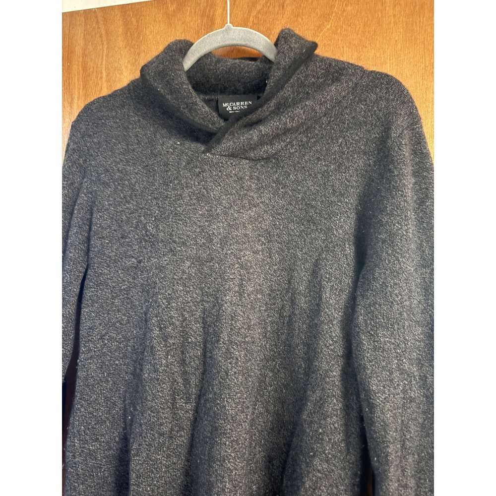 McCarren & Sons Mens 100% Cashmere Shawl Collar Sweater Charcoal Grey Small - Picture 2 of 6
